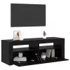 Fekete tölgy szerelt fa TV-szekrény LED-ekkel 120x35x40 cm