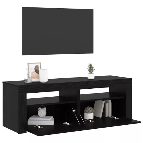 Fekete tölgy szerelt fa TV-szekrény LED-ekkel 120x35x40 cm