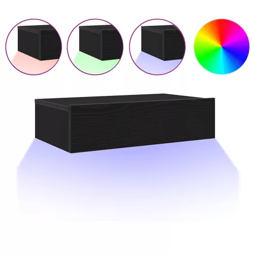 2 db fekete tölgyfa TV-szekrény LED lámpákkal 60 x 35 x 15,5 cm