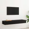 2 db fekete tölgyfa TV-szekrény LED lámpákkal 60 x 35 x 15,5 cm