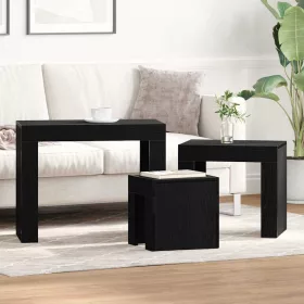 Fészekasztal 3 pcs Musta tammi 61 x 30 x 50 cm Faanyag
