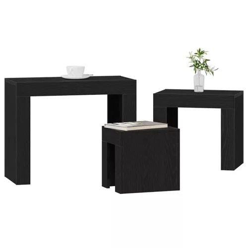 Fészekasztal 3 pcs Musta tammi 61 x 30 x 50 cm Faanyag