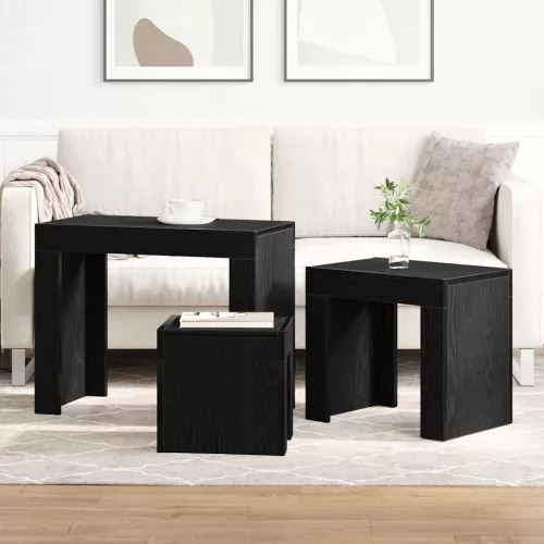 Fészekasztal 3 pcs Musta tammi 61 x 30 x 50 cm Faanyag