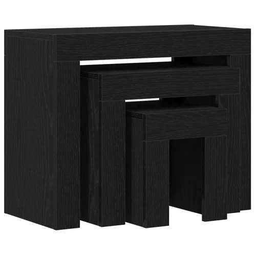 Fészekasztal 3 pcs Musta tammi 61 x 30 x 50 cm Faanyag