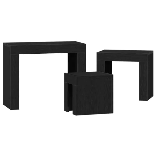 Fészekasztal 3 pcs Musta tammi 61 x 30 x 50 cm Faanyag