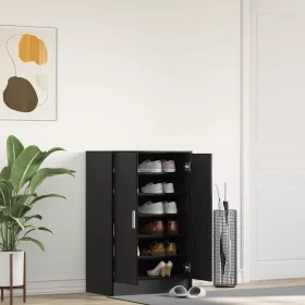 Fekete tölgy szerelt fa cipőszekrény 60x35x92 cm