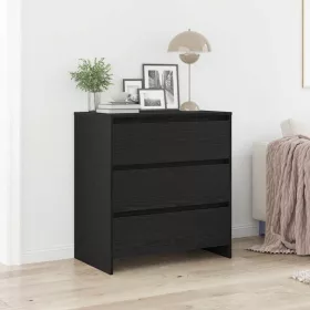   Fekete tölgyszínű szerelt fa tálalószekrény 70x41x75 cm
