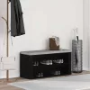 Fekete tölgyfa cipőpad 100 x 35 x 45 cm rétegelt fából
