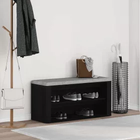 Fekete tölgyfa cipőpad 100 x 35 x 45 cm rétegelt fából