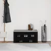 Fekete tölgyfa cipőpad 100 x 35 x 45 cm rétegelt fából