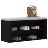 Fekete tölgyfa cipőpad 100 x 35 x 45 cm rétegelt fából