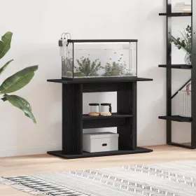 Fekete tölgy szerelt fa akváriumi állvány 80x35x60 cm