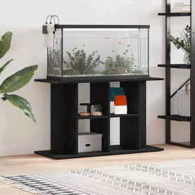  Fekete tölgyfa akváriumállvány 100 x 40 x 60 cm rétegelt fából