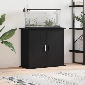 Fekete tölgyfa akváriumállvány 81 x 36 x 73 cm