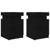 Éjjeli szekrény 2 pcs Musta tammi 35 x 39 x 55 cm Faanyag