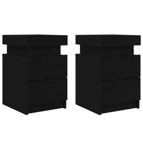 Éjjeli szekrény 2 pcs Musta tammi 35 x 39 x 55 cm Faanyag