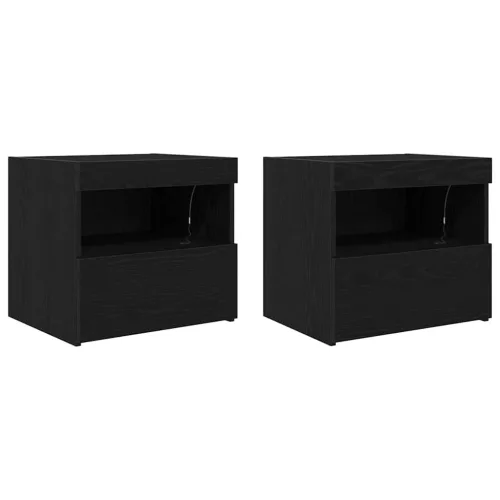 Éjjeli Szekrény 2 pcs Musta tammi 50 x 40 x 45 cm Faanyag