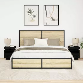   Éjjeli szekrény 2 pcs Musta tammi 40 x 39 x 48,5 cm Faanyag