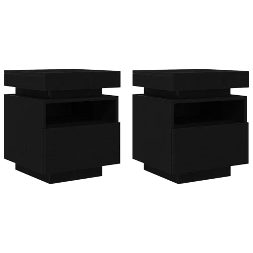 Éjjeli szekrény 2 pcs Musta tammi 40 x 39 x 48,5 cm Faanyag