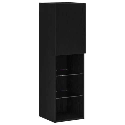 TV szekrény LED -es lámpákkal Fekete 30.5 x 30 x 102 cm Faanyag