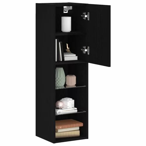TV szekrény LED -es lámpákkal Fekete 30.5 x 30 x 102 cm Faanyag