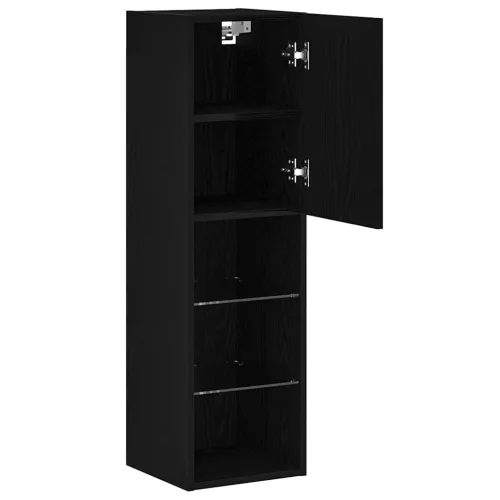 TV szekrény LED -es lámpákkal Fekete 30.5 x 30 x 102 cm Faanyag
