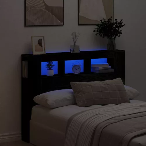 LED ágytámla Musta tammi 140 x 18,5 x 103,5 cm Faanyag