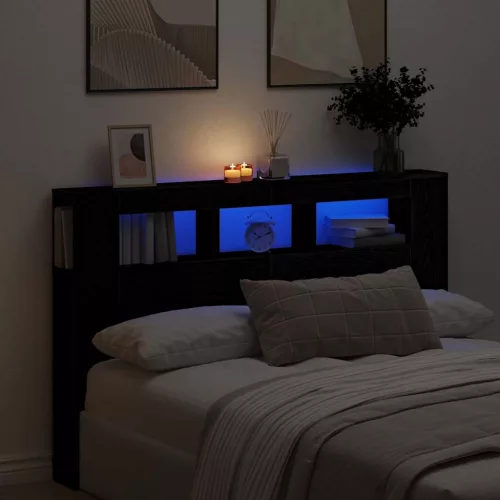 LED ágytámla Musta tammi 160 x 18,5 x 103,5 cm Faanyag
