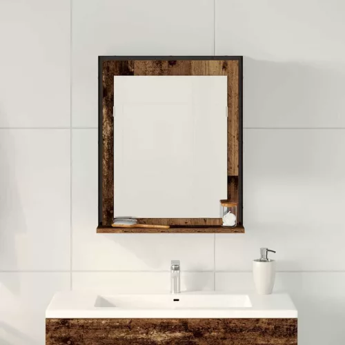Fürdőszobai tükör polcokkal Régi fa 50 x 12 x 60 cm Faanyag