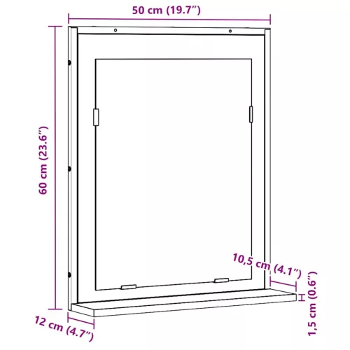 Fürdőszobai tükör polcokkal Régi fa 50 x 12 x 60 cm Faanyag