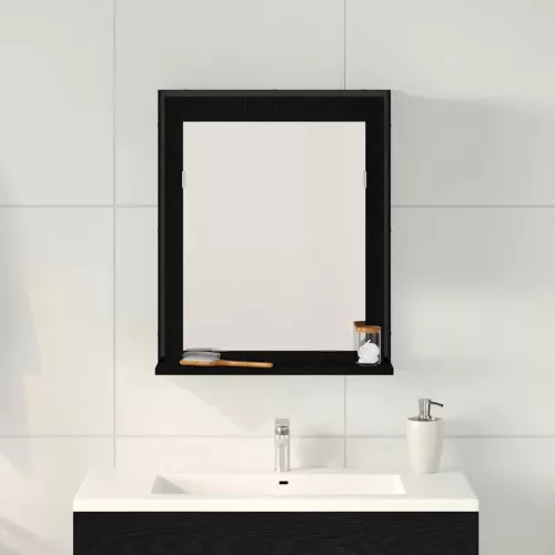 Fürdőszobai tükör polcokkal Musta tammi 50 x 12 x 60 cm Faanyag