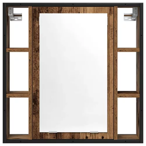 Antik fa szerelt fa fürdőszobai tükör 60 x 16 x 60 cm