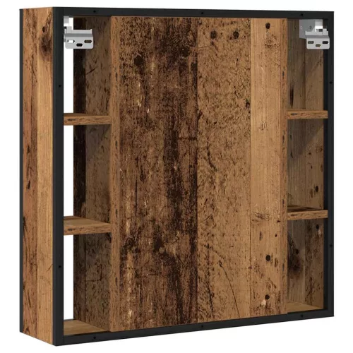 Antik fa szerelt fa fürdőszobai tükör 60 x 16 x 60 cm