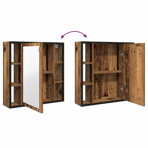 Antik fa szerelt fa fürdőszobai tükör 60 x 16 x 60 cm