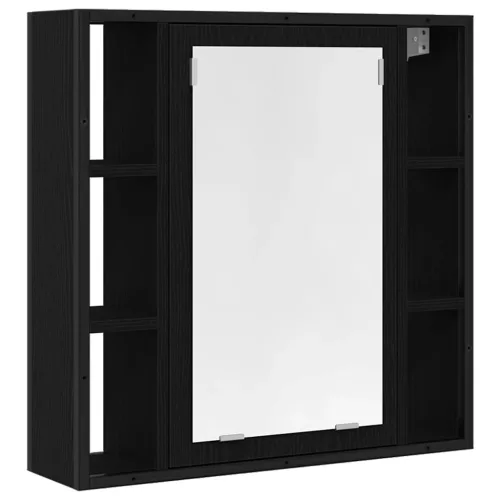 Fekete tölgyfa fürdőszobai tükrös szekrény 60 x 16 x 60 cm