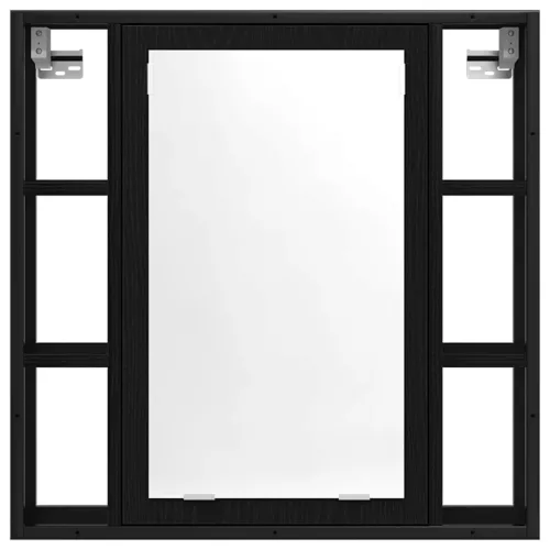 Fekete tölgyfa fürdőszobai tükrös szekrény 60 x 16 x 60 cm