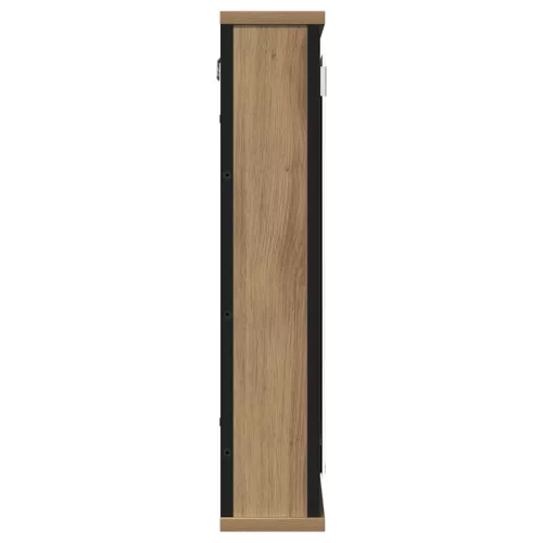 Kézműves tölgy szerelt fa tükrös fürdőszobaszekrény 42x12x60 cm