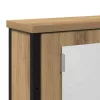 Kézműves tölgy szerelt fa tükrös fürdőszobaszekrény 42x12x60 cm
