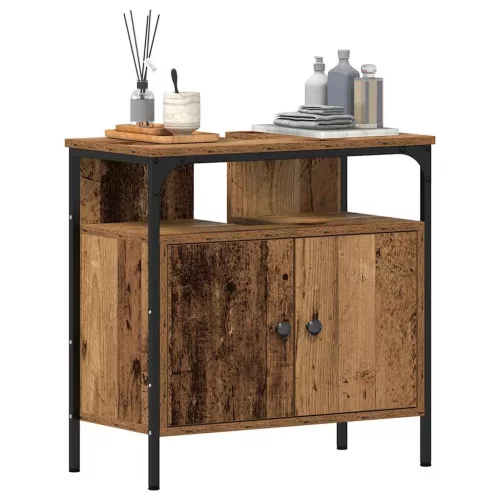 Antik fa szerelt fa fürdőszobai mosdószekrény 60 x 30 x 60 cm