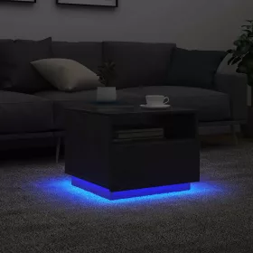   Fekete tölgyszínű dohányzóasztal LED-lámpákkal 50x49x40 cm