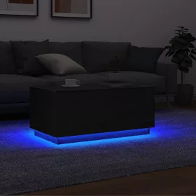   Fekete tölgyszínű dohányzóasztal LED-lámpákkal 90x49x40 cm
