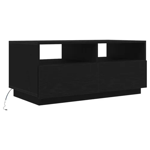 Fekete tölgyszínű dohányzóasztal LED-lámpákkal 90x49x40 cm
