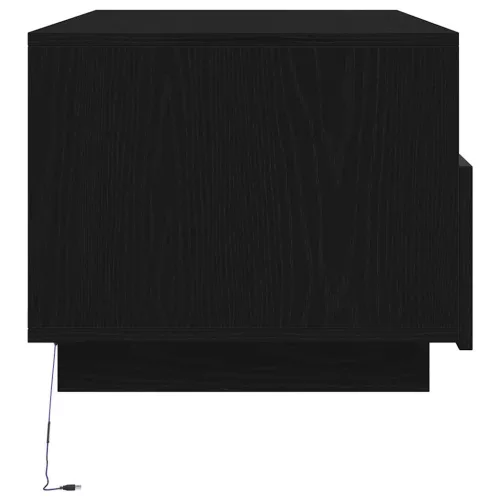 Fekete tölgyszínű dohányzóasztal LED-lámpákkal 90x49x40 cm