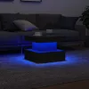 Fekete tölgyszínű dohányzóasztal LED-lámpákkal 50 x 50 x 40 cm