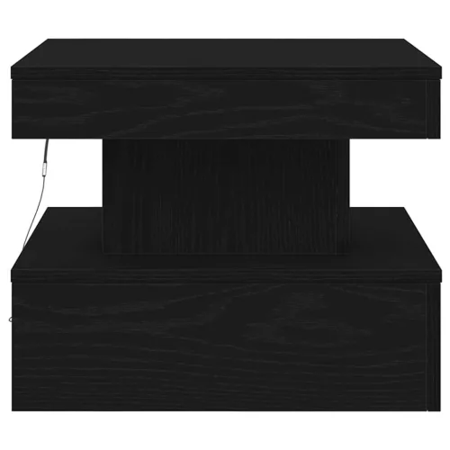 Fekete tölgyszínű dohányzóasztal LED-lámpákkal 50 x 50 x 40 cm