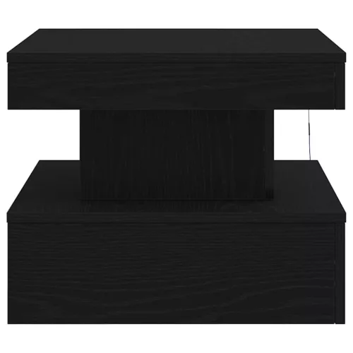 Fekete tölgyszínű dohányzóasztal LED-lámpákkal 50 x 50 x 40 cm