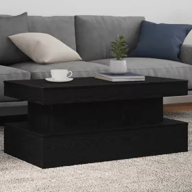 Fekete tölgy dohányzóasztal LED-lámpákkal 90x50x40 cm