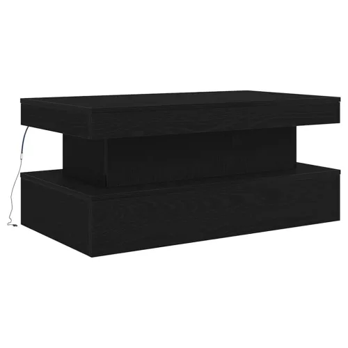 Fekete tölgy dohányzóasztal LED-lámpákkal 90x50x40 cm
