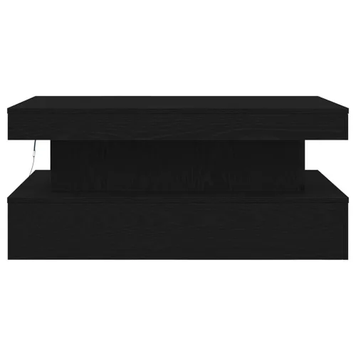 Fekete tölgy dohányzóasztal LED-lámpákkal 90x50x40 cm