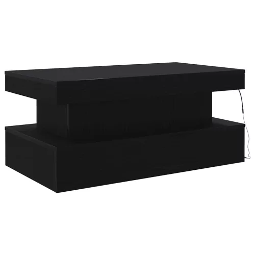Fekete tölgy dohányzóasztal LED-lámpákkal 90x50x40 cm